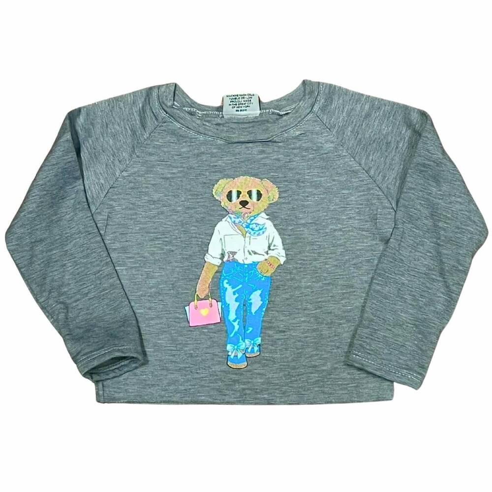 NEW FIREHOUSE girl's fashion bear sweatshirt in grey